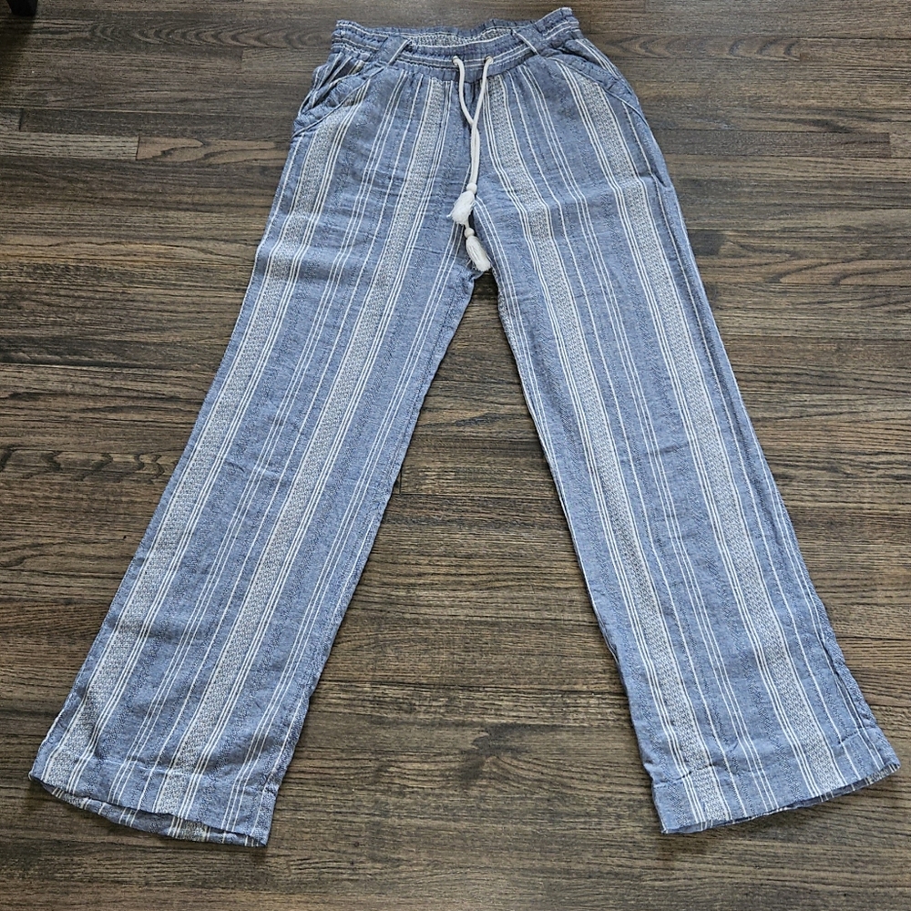 Striped Blue Wide-Leg Pants